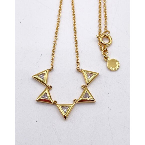Gorjana Vivienne Gold Tone CZ Triangle Pyramid Necklace Minimalist Dainty - Picture 2 of 3